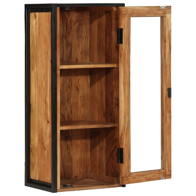vidaXL tömör akácfa és vas fürdőszobai fali szekrény 40 x 30 x 90 cm