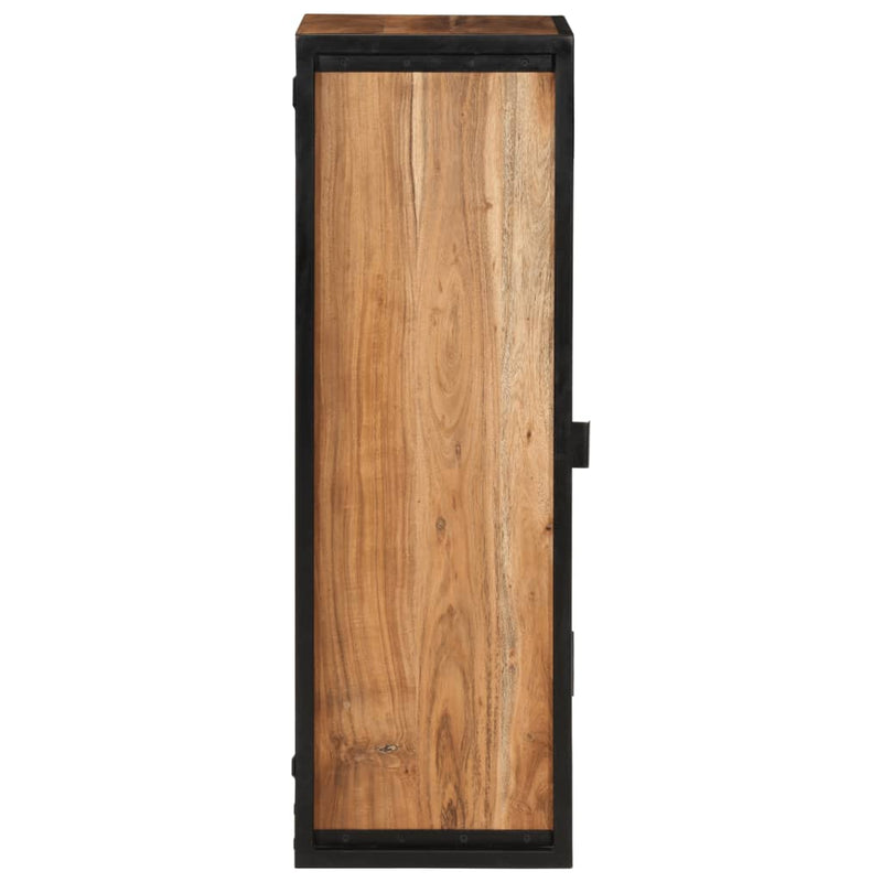 vidaXL tömör akácfa és vas fürdőszobai fali szekrény 40 x 30 x 90 cm