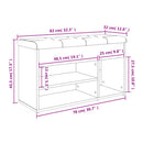 vidaXL fehér cipőpad 82 x 32 x 45,5 cm rétegelt fából
