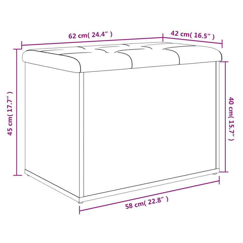 vidaXL sonoma tölgyfa tárolópad 62 x 42 x 45 cm