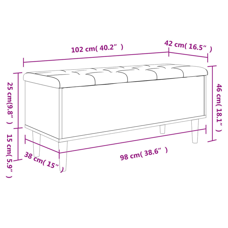 vidaXL fekete szerelt fa tárolópad 102x42x46 cm
