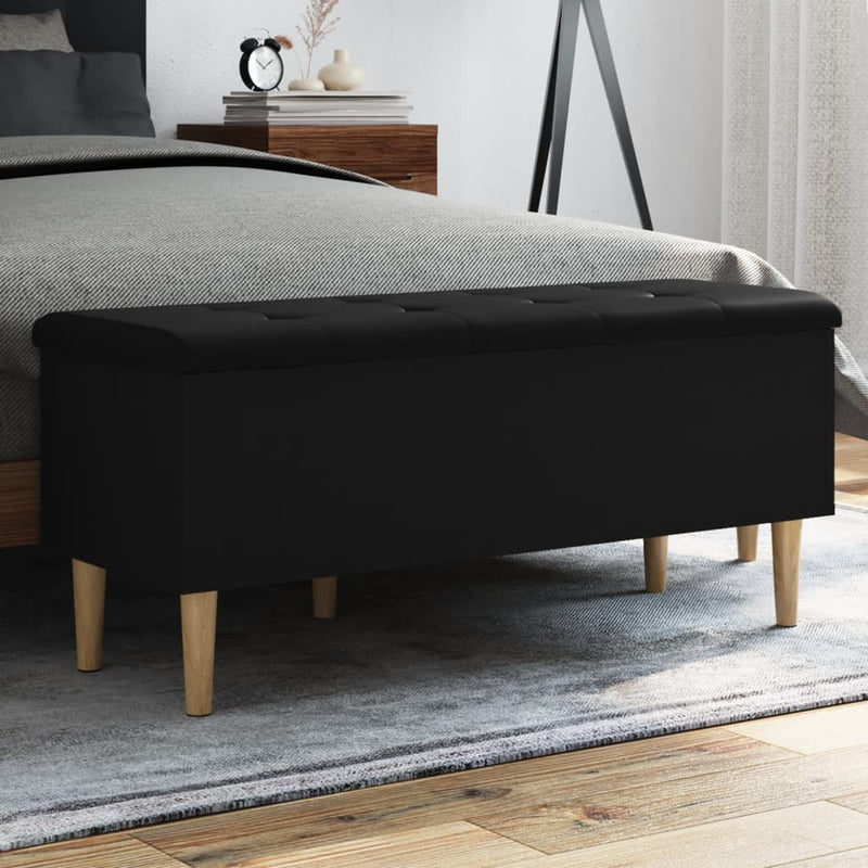 vidaXL fekete szerelt fa tárolópad 102x42x46 cm