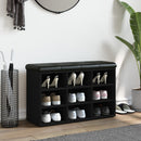 vidaXL fekete szerelt fa cipőtároló pad 82 x 32 x 50 cm