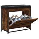 vidaXL füstös tölgy színű cipőpad lehajtható fiókkal 62 x 32 x 56 cm