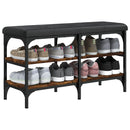 vidaXL füstös tölgy színű szerelt fa cipőtároló pad 82 x 32 x 47 cm