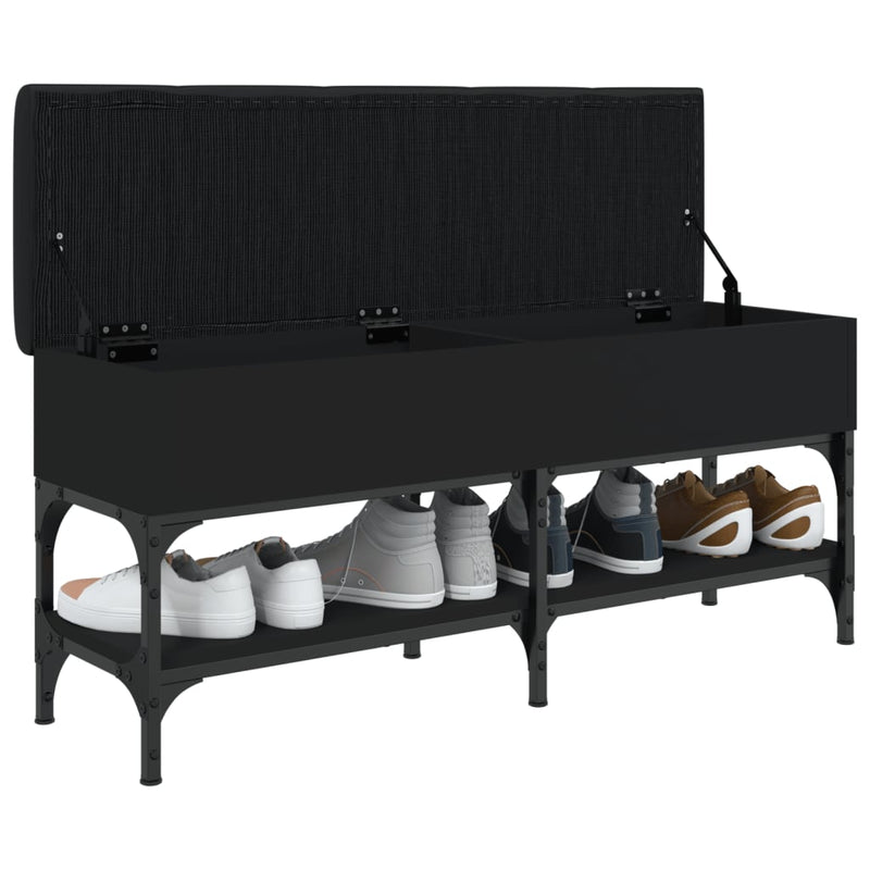 vidaXL fekete szerelt fa cipőtároló pad 102 x 32 x 45 cm