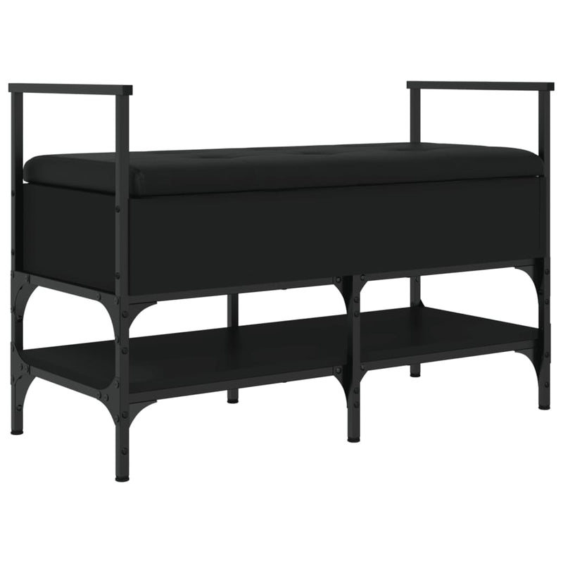 vidaXL fekete szerelt fa cipőtároló pad 85,5 x 42 x 57,5 cm