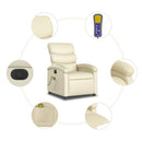 vidaXL krémszínű műbőr elektromos dönthető masszázsfotel