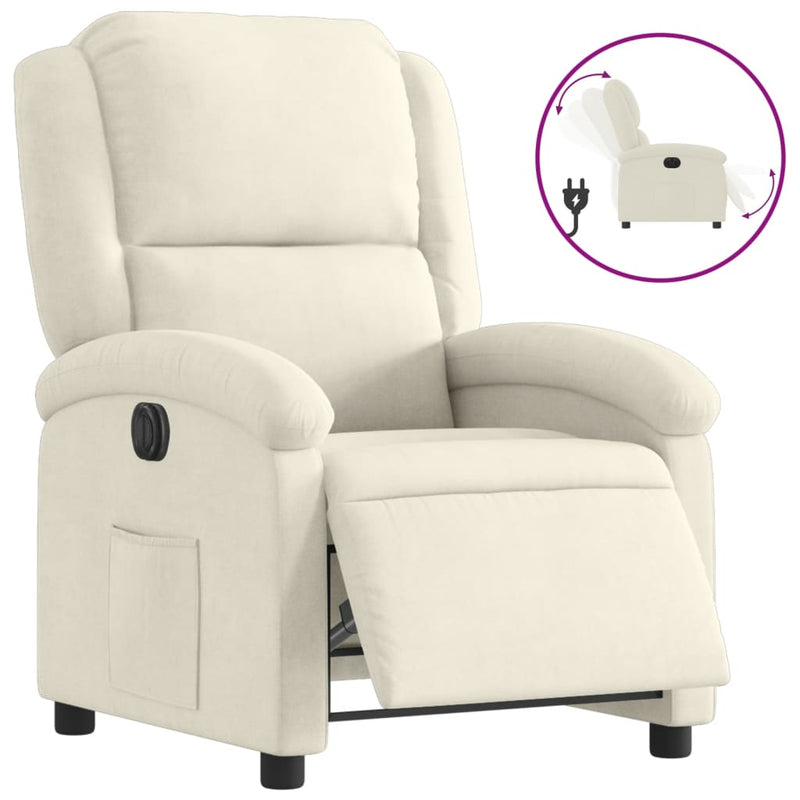 vidaXL krémszínű bársony elektromos dönthető fotel