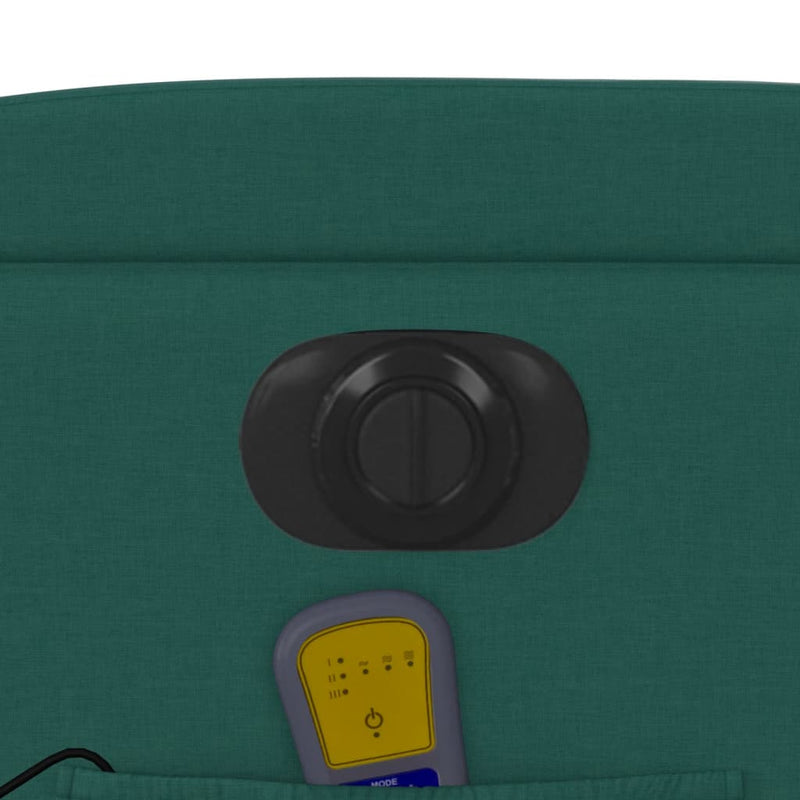 vidaXL sötétzöld szövet elektromos dönthető masszázsfotel