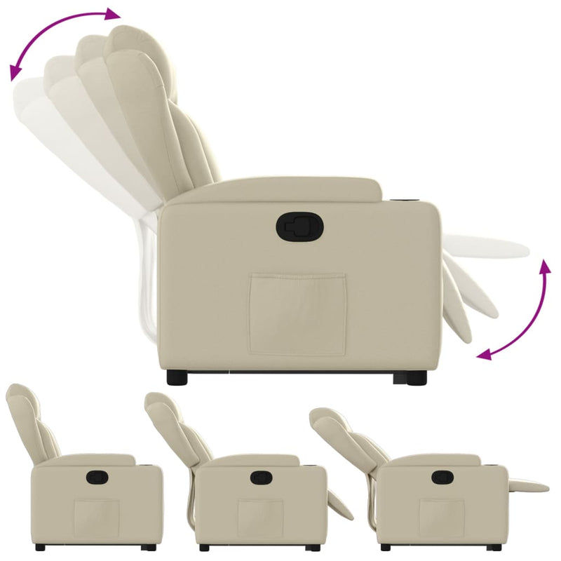 vidaXL krémszínű műbőr felállást segítő dönthető fotel
