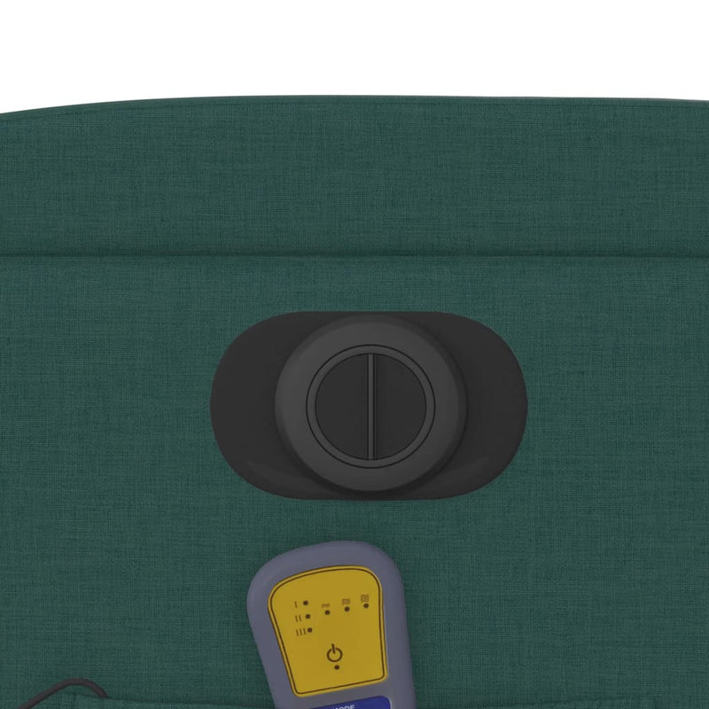 vidaXL sötétzöld szövet elektromos dönthető masszázsfotel