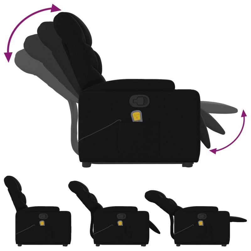 vidaXL fekete szövet dönthető masszázs- és állófotel