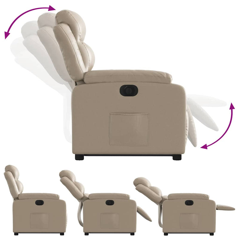 vidaXL elektromos cappuccino műbőr felállást segítő dönthető fotel