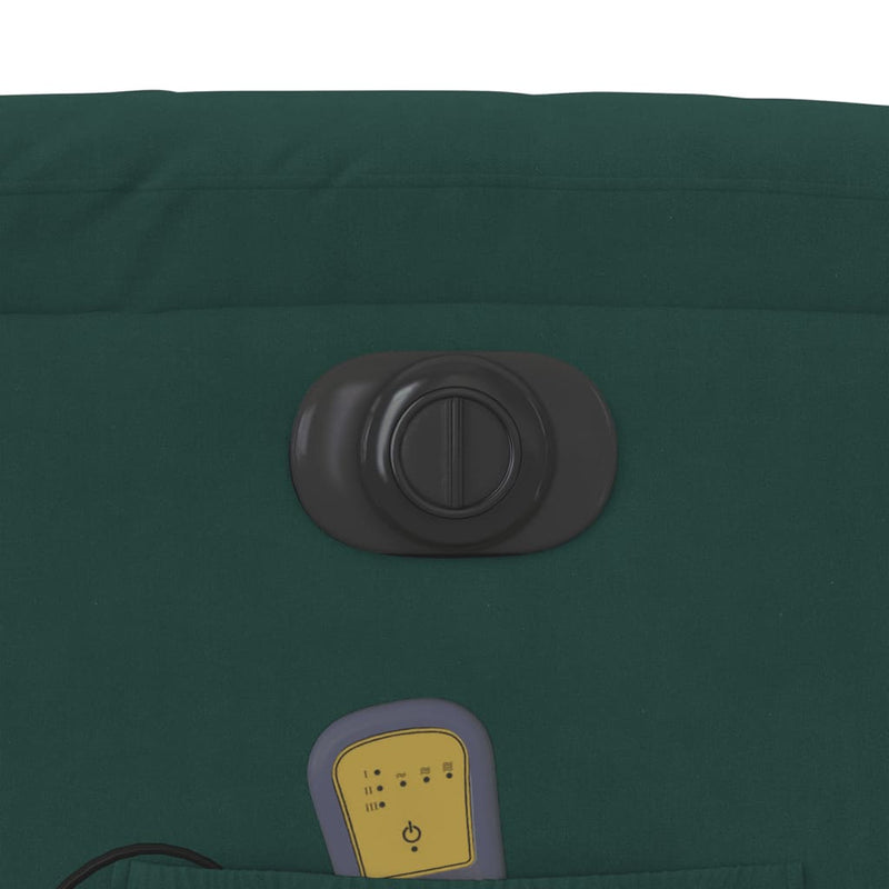 vidaXL sötétzöld bársony elektromos dönthető masszázsfotel