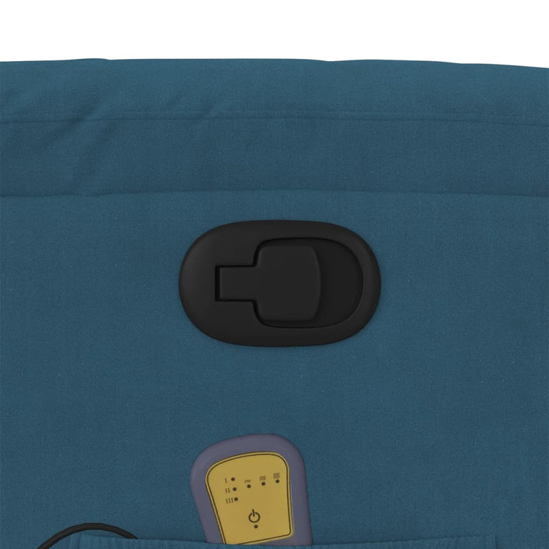 vidaXL kék bársony felállást segítő dönthető masszázsfotel