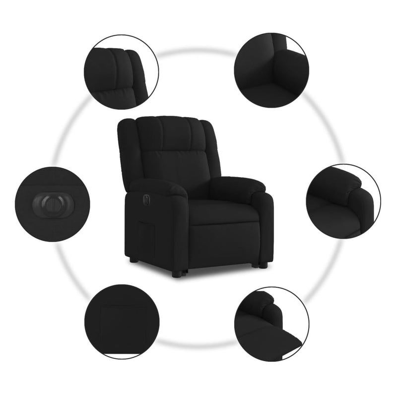 vidaXL elektromos felállást segítő fekete szövet dönthető fotel