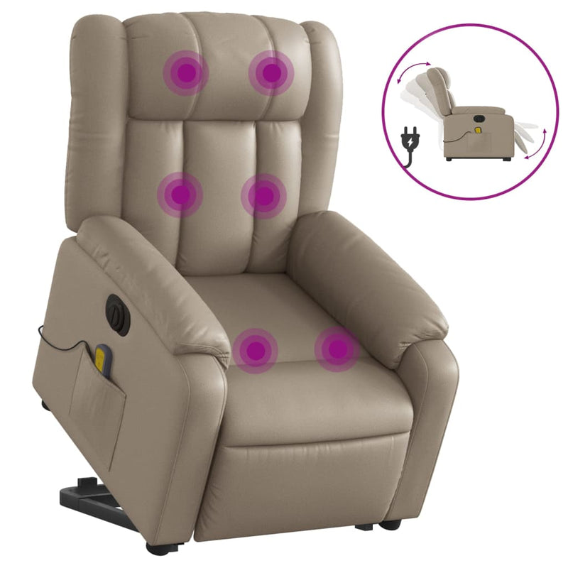 vidaXL elektromos cappuccino műbőr felállást segítő masszázsfotel