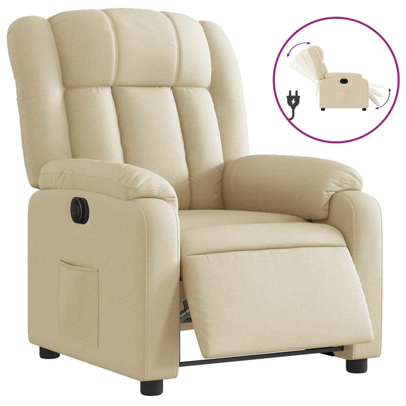 vidaXL krémszínű szövet elektromos dönthető fotel