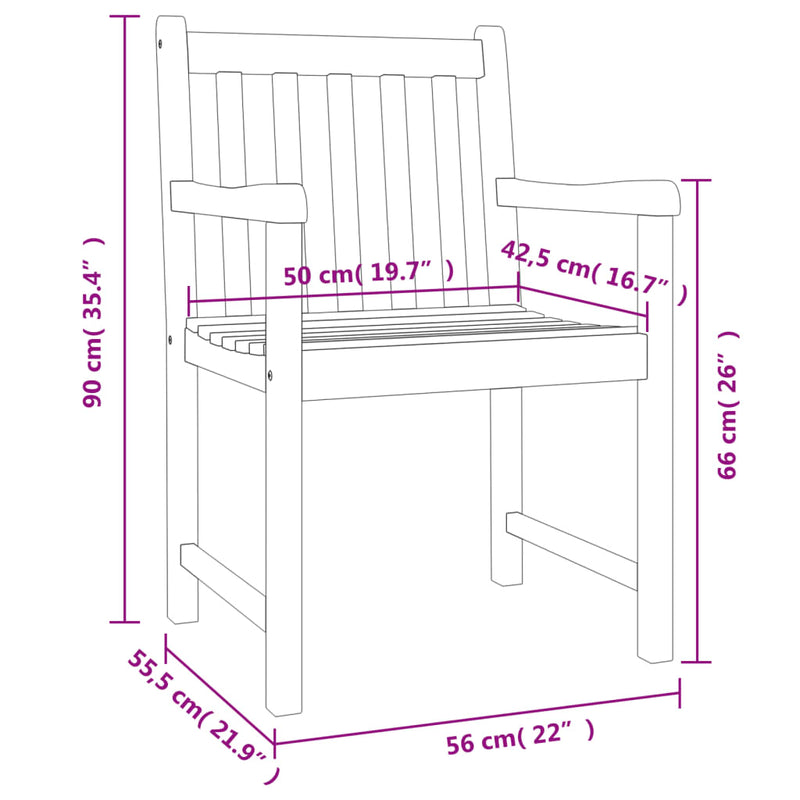 vidaXL 4 db tömör akácfa kerti szék 56 x 55,5 x 90 cm