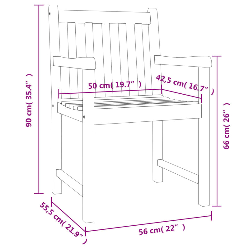 vidaXL 6 db tömör akácfa kerti szék 56 x 55,5 x 90 cm