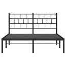 vidaXL fekete fém ágykeret fejtámlával 135 x 190 cm