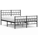 vidaXL fekete fém ágykeret fej- és lábtámlával 135 x 190 cm