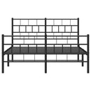 vidaXL fekete fém ágykeret fej- és lábtámlával 135 x 190 cm
