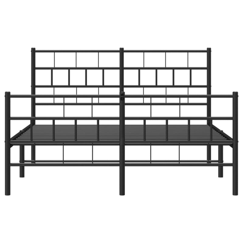 vidaXL fekete fém ágykeret matrac nélkül lábtartóval 160 x 200 cm