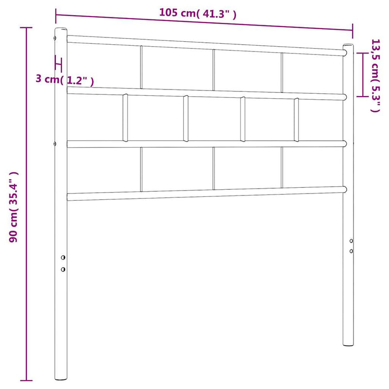 vidaXL fekete fém fejtámla 100 cm