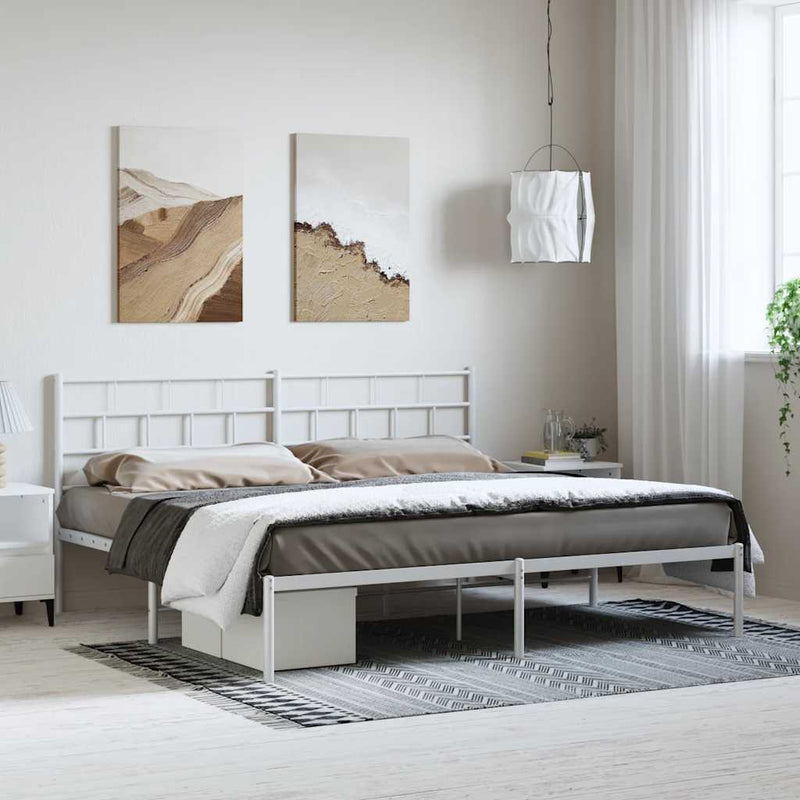 vidaXL fehér fém ágykeret fejtámlával 193 x 203 cm