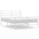vidaXL fehér fém ágykeret fej- és lábtámlával 135x190 cm