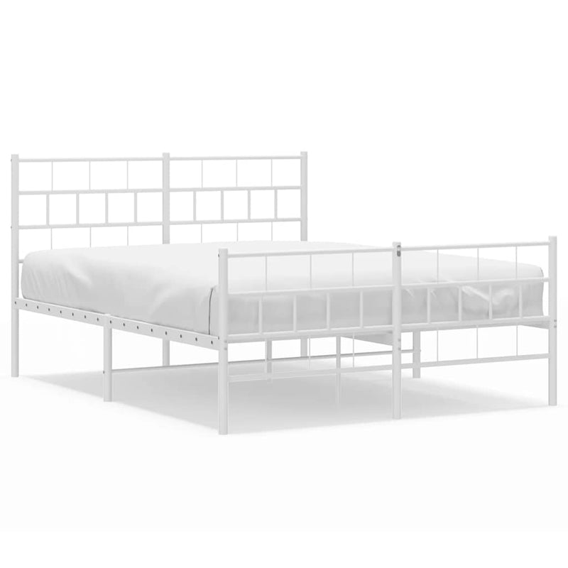 vidaXL fehér fém ágykeret fej- és lábtámlával 135x190 cm