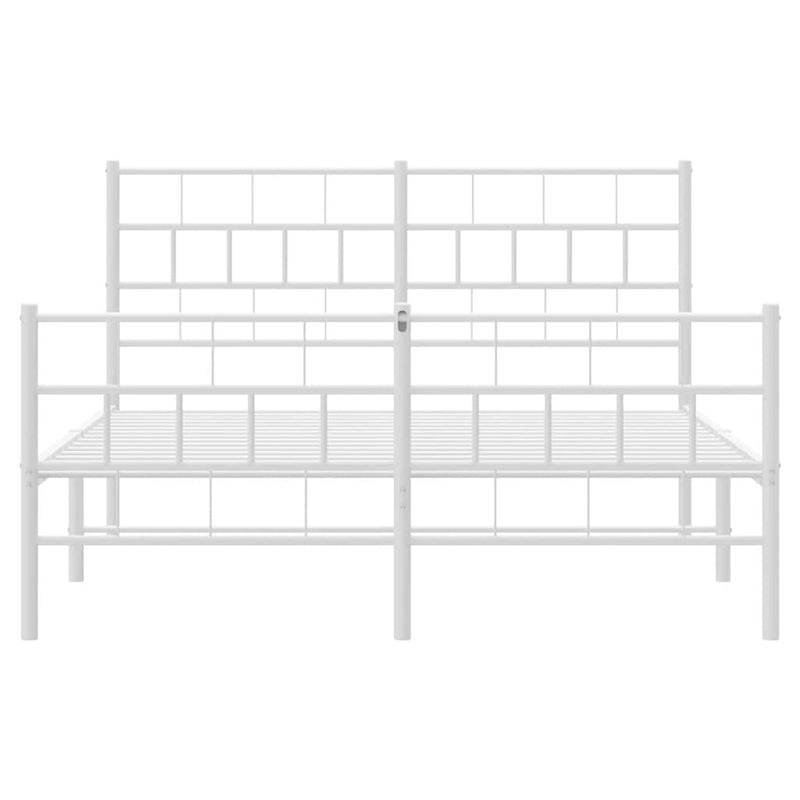 vidaXL fehér fém ágykeret fej- és lábtámlával 135x190 cm