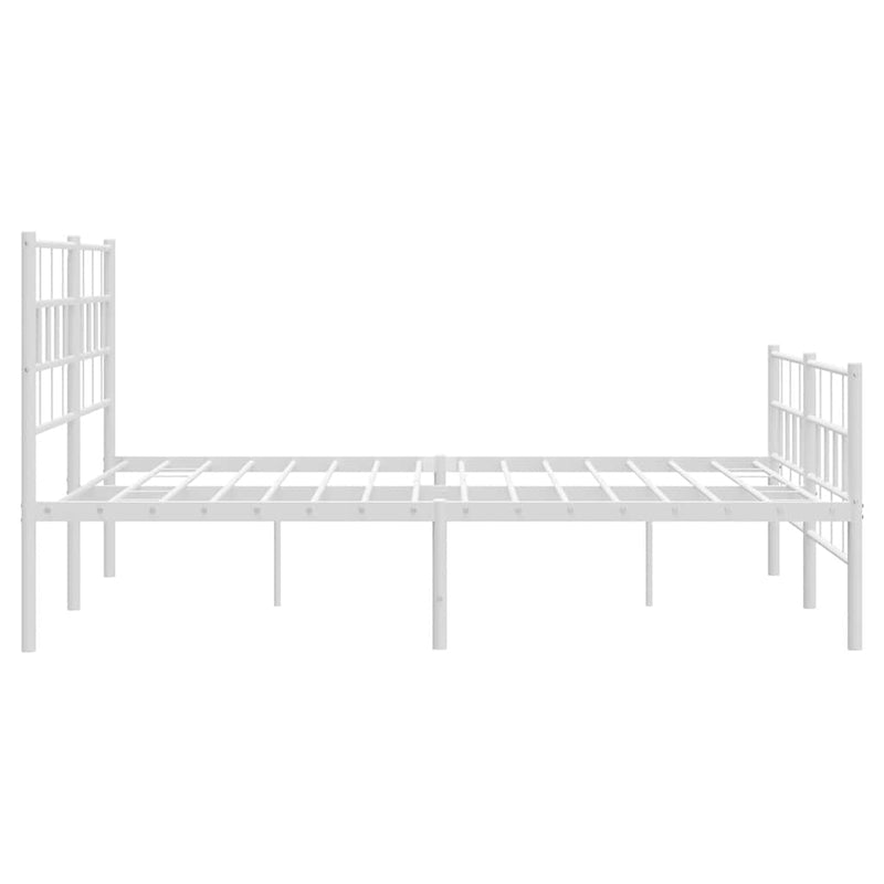 vidaXL fehér fém ágykeret fej- és lábtámlával 135x190 cm