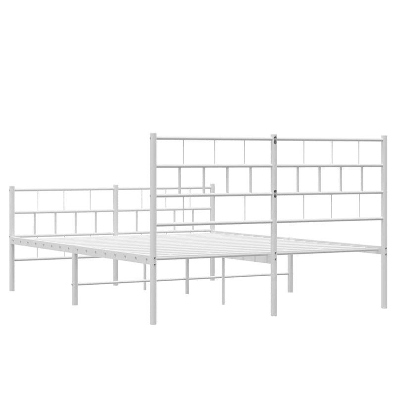 vidaXL fehér fém ágykeret fej- és lábtámlával 135x190 cm