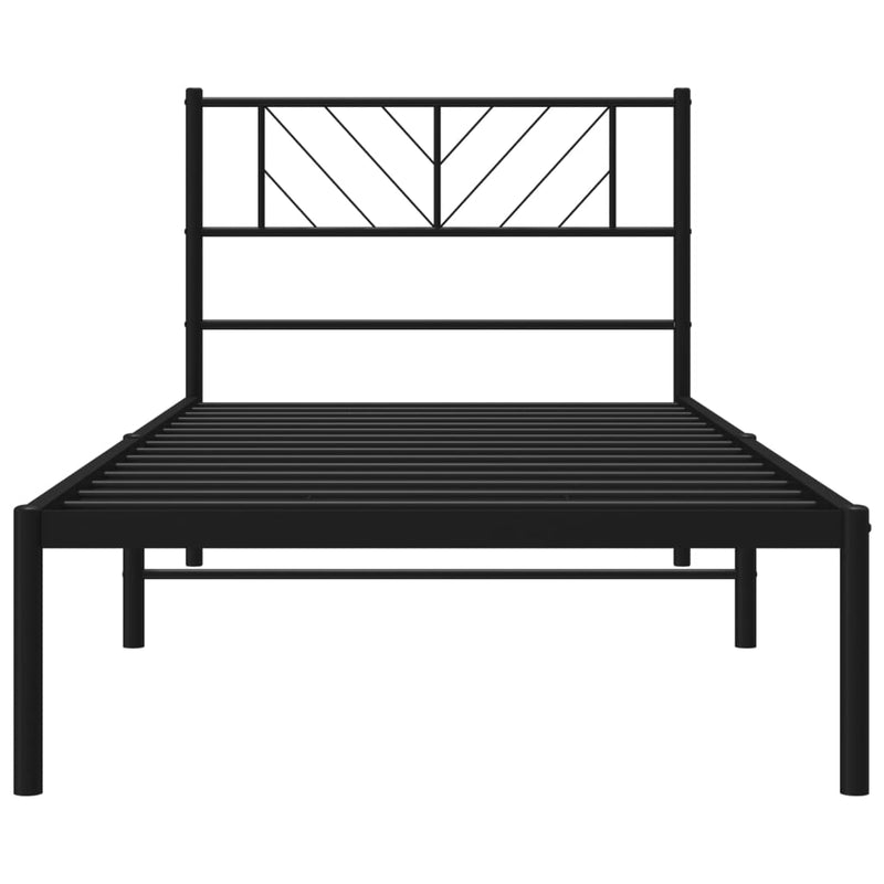 vidaXL fekete fém ágykeret fejtámlával 75 x 190 cm