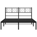 vidaXL fekete fém ágykeret fejtámlával 135 x 190 cm