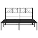 vidaXL fekete fém ágykeret fejtámlával 140 x 190 cm