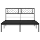 vidaXL fekete fém ágykeret fejtámlával 140 x 200 cm