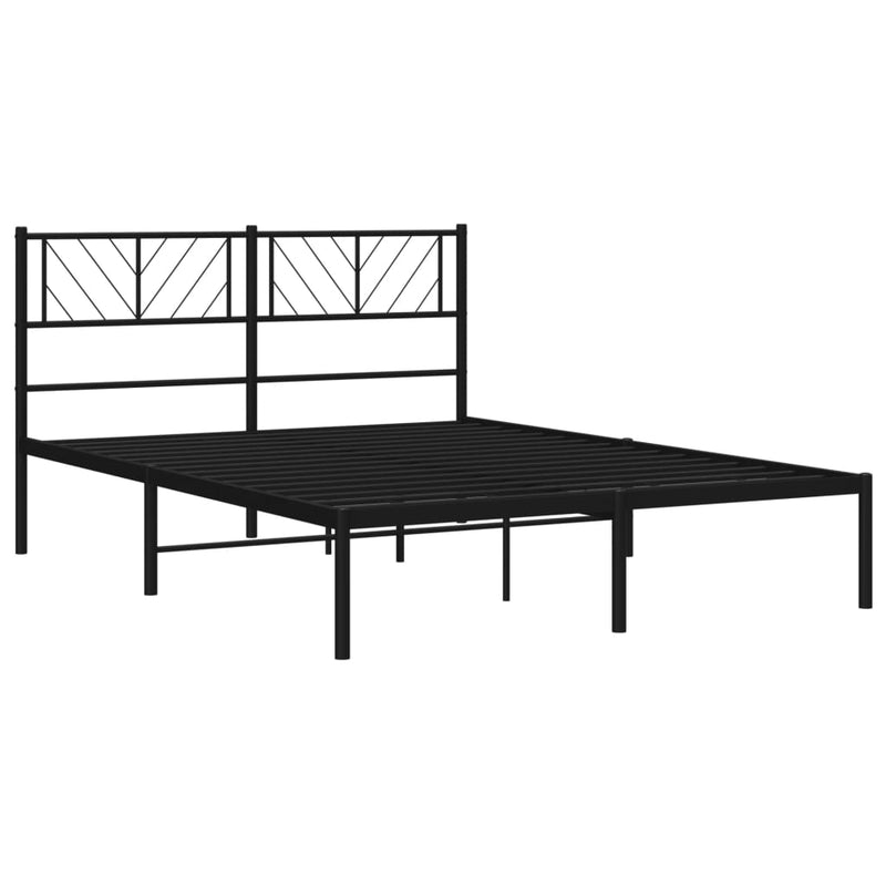 vidaXL fekete fém ágykeret fejtámlával 160 x 200 cm