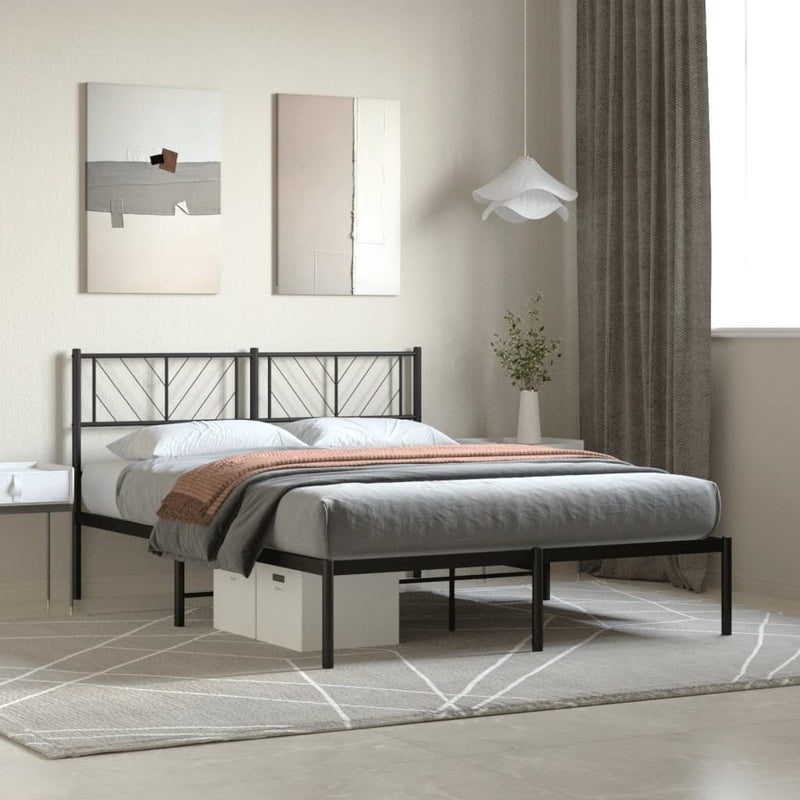 vidaXL fekete fém ágykeret fejtámlával 160 x 200 cm