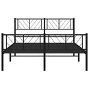 vidaXL fekete fém ágykeret fej- és lábtámlával 120 x 190 cm