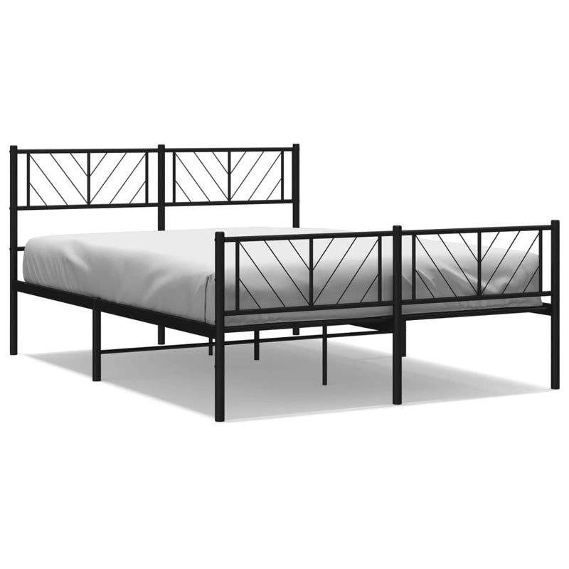 vidaXL fekete fém ágykeret fej- és lábtámlával 120 x 200 cm