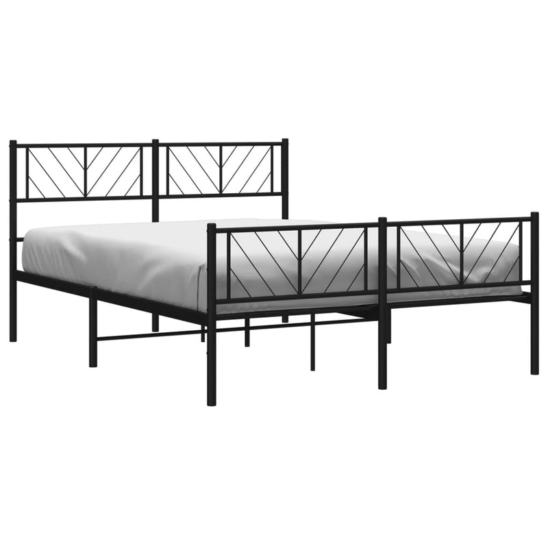 vidaXL fekete fém ágykeret fej- és lábtámlával 120 x 200 cm