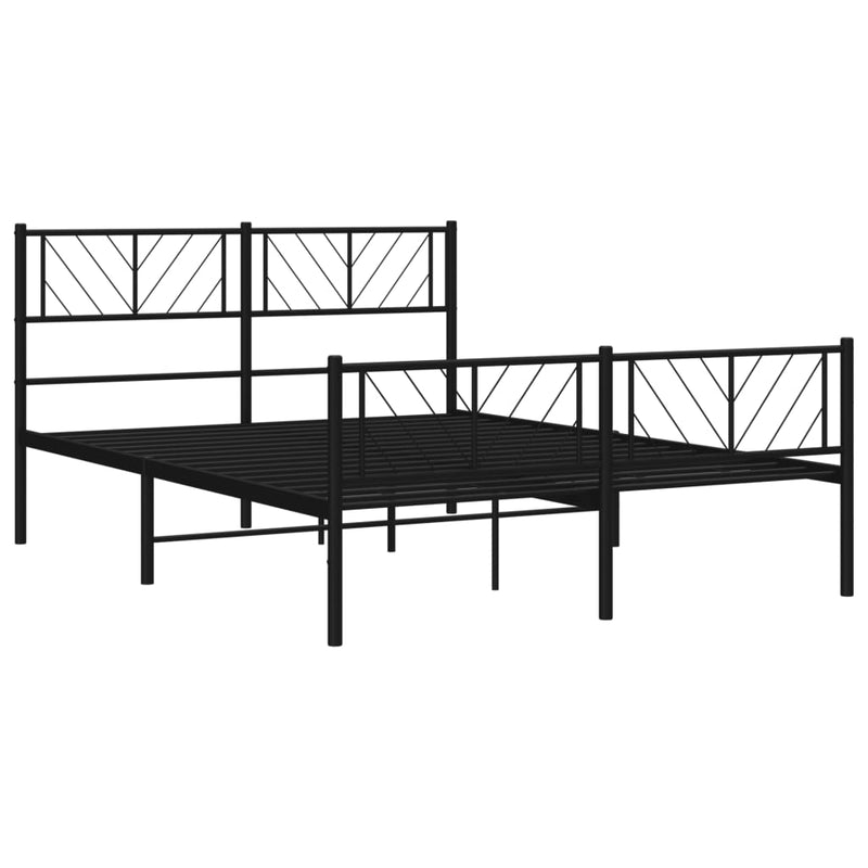 vidaXL fekete fém ágykeret fej- és lábtámlával 120 x 200 cm