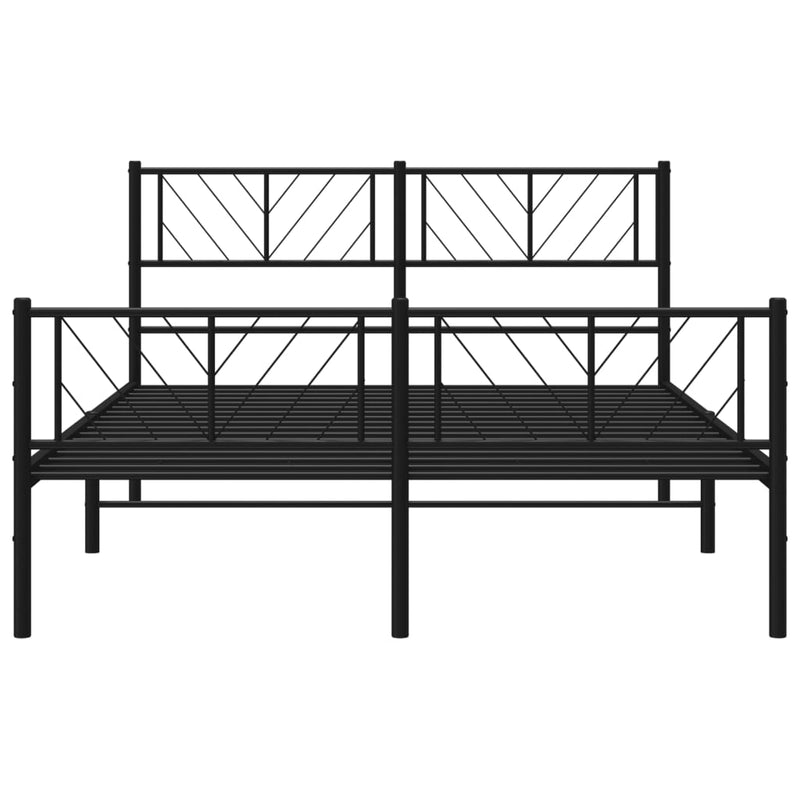 vidaXL fekete fém ágykeret fej- és lábtámlával 120 x 200 cm