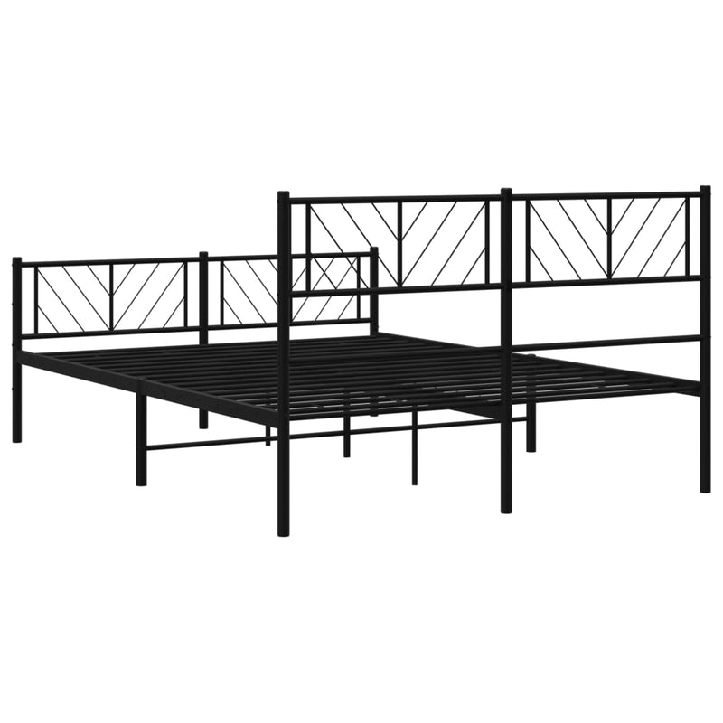 vidaXL fekete fém ágykeret fej- és lábtámlával 120 x 200 cm
