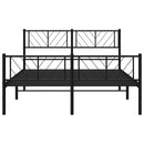 vidaXL fekete fém ágykeret fej- és lábtámlával 135 x 190 cm