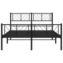 vidaXL fekete fém ágykeret fej- és lábtámlával 140 x 190 cm